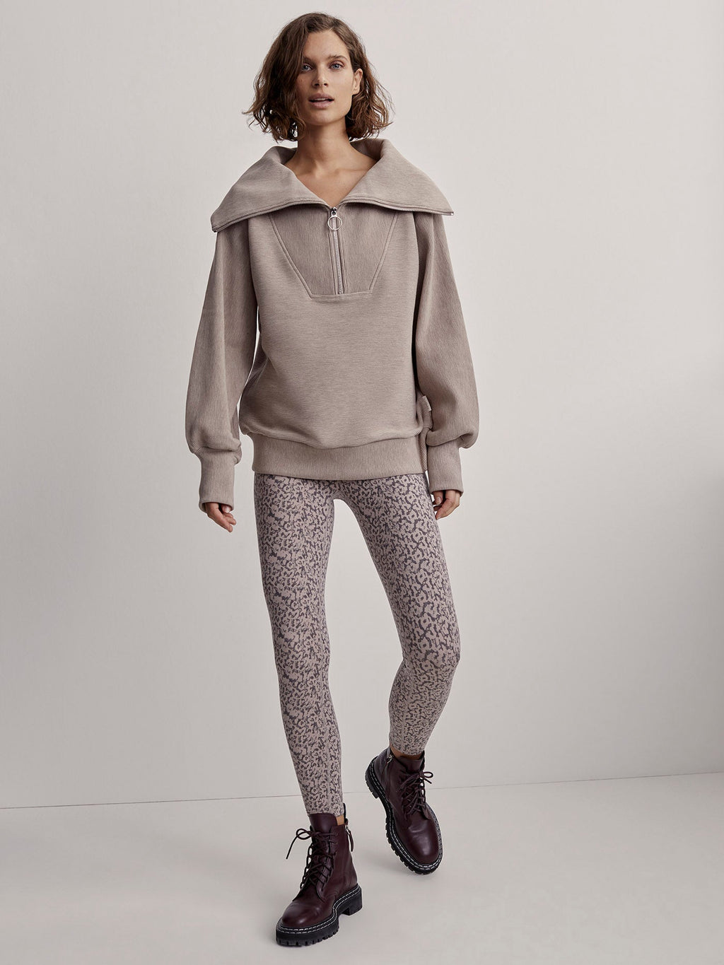 VARLEY Vine Half Zip In Taupe Marl
