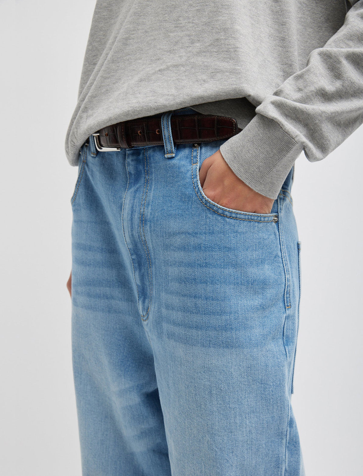 TIBI Vintage Wash Denim Dennis Jean in Vintage Blue