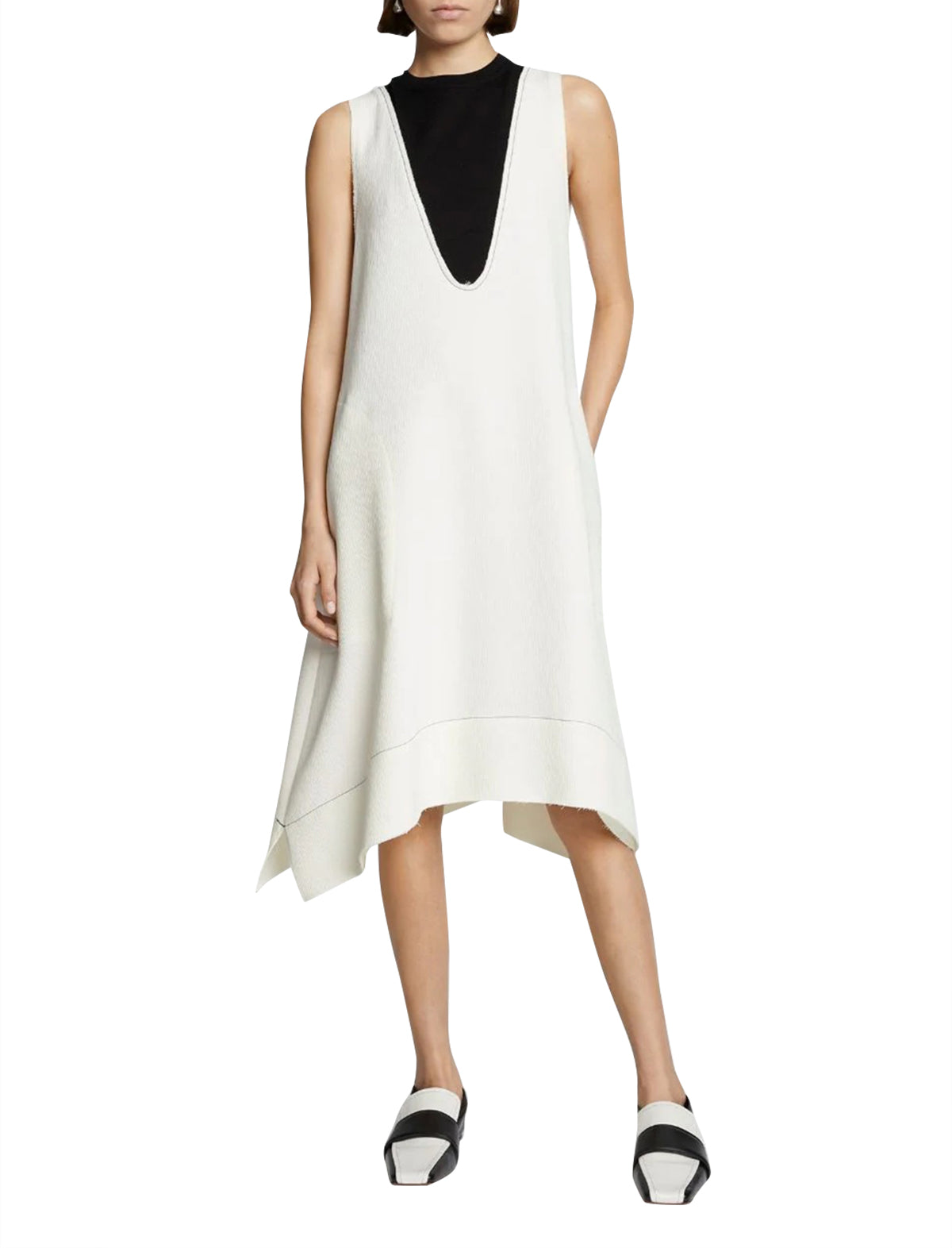 PROENZA SCHOULER WHITE LABEL Ribbed Bi-Color Dress in White