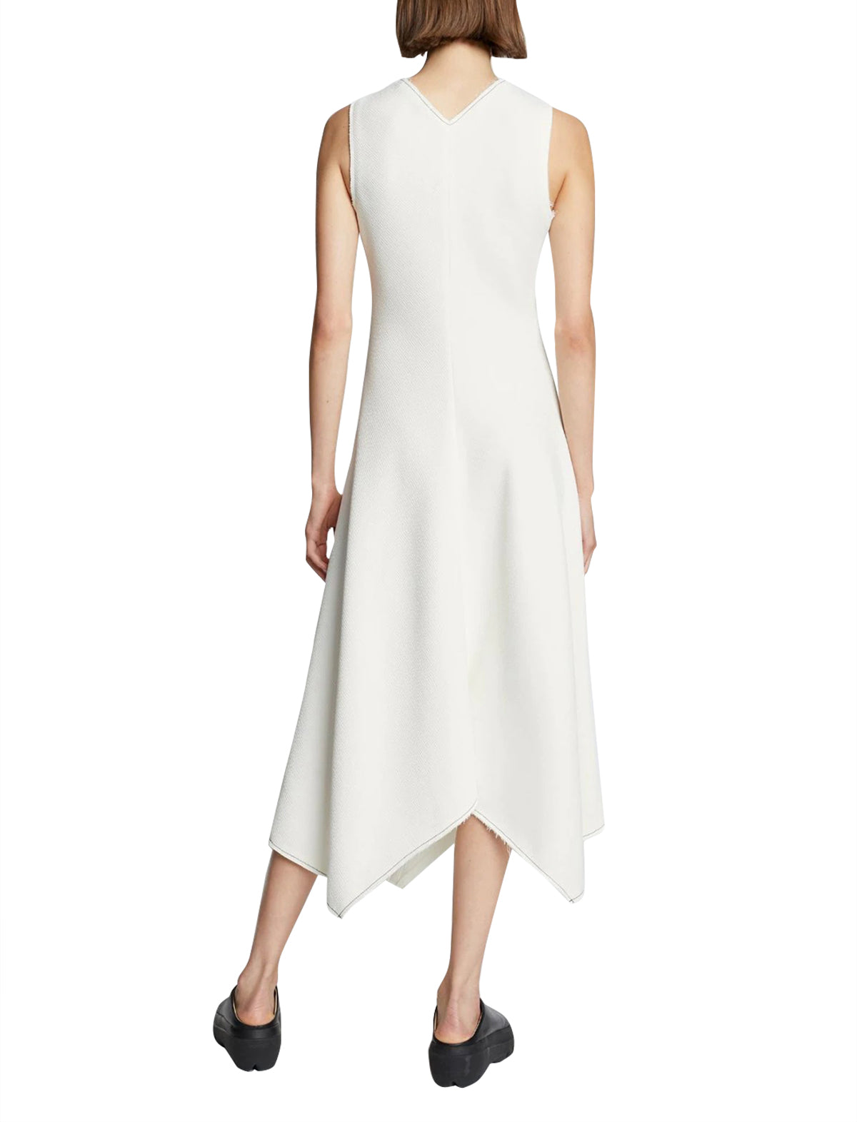 PROENZA SCHOULER WHITE LABEL Ribbed Asymmetric Hem Dress In Off White