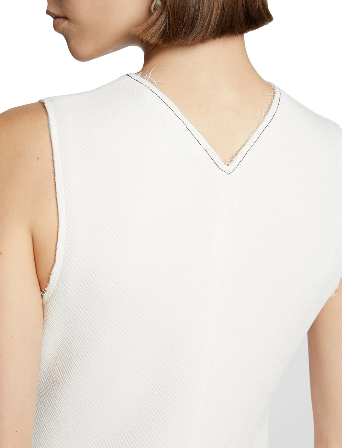 PROENZA SCHOULER WHITE LABEL Ribbed Asymmetric Hem Dress In Off White
