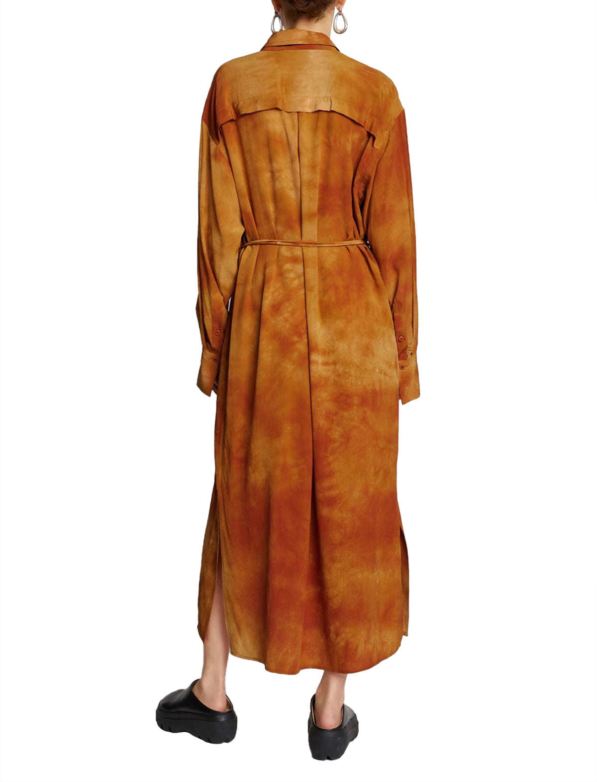 PROENZA SCHOULER WHITE LABEL Tie Dye Silk Shirt Dress in Sienna