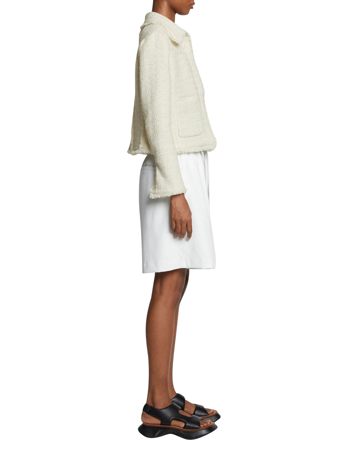 PROENZA SCHOULER WHITE LABEL Tweed Cropped Jacket in Off White
