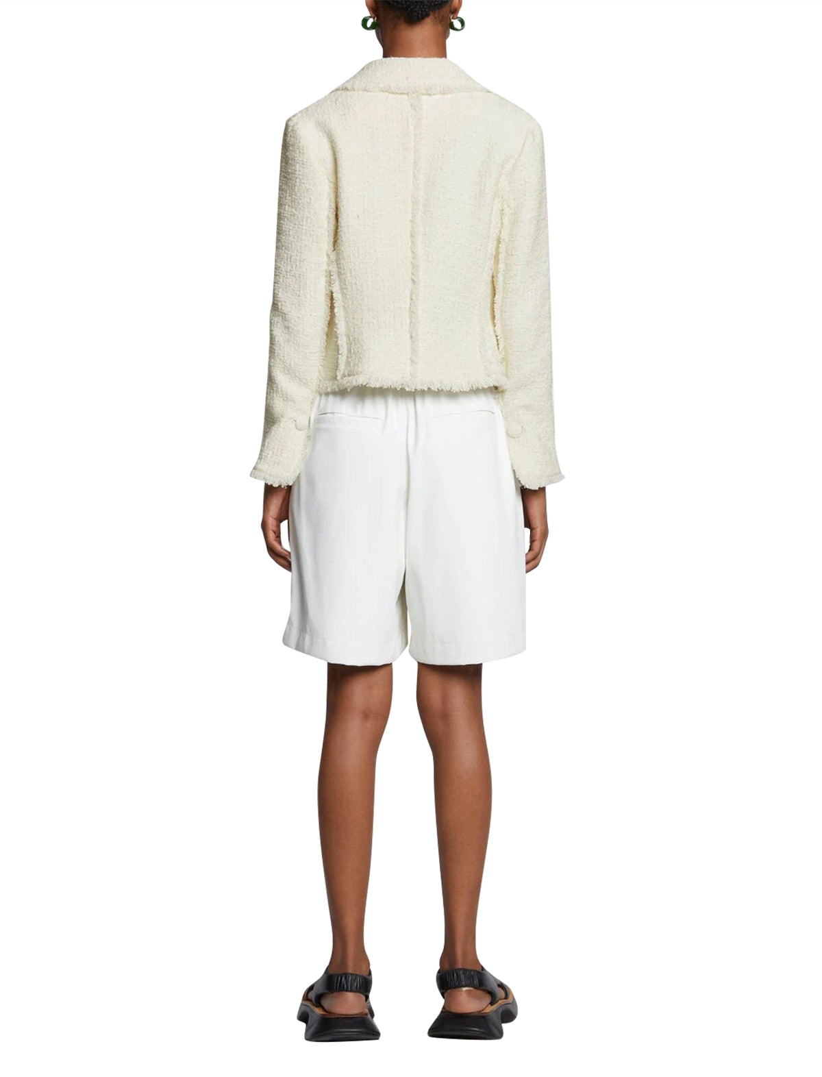 PROENZA SCHOULER WHITE LABEL Tweed Cropped Jacket in Off White