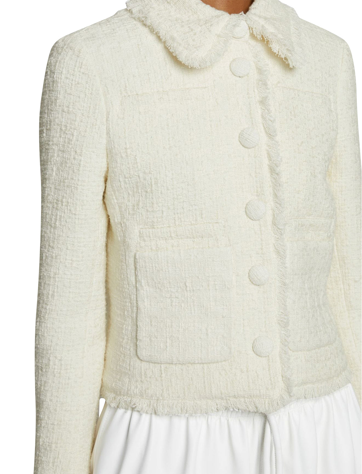 PROENZA SCHOULER WHITE LABEL Tweed Cropped Jacket in Off White