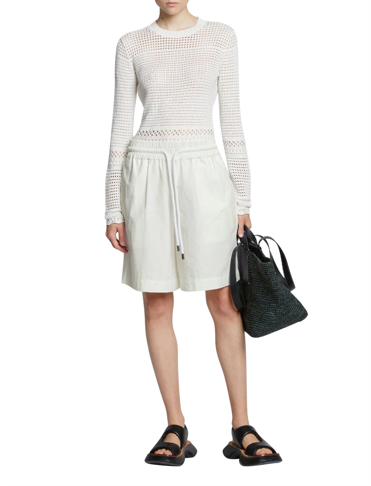 PROENZA SCHOULER WHITE LABEL Cotton Linen Shorts in Off White