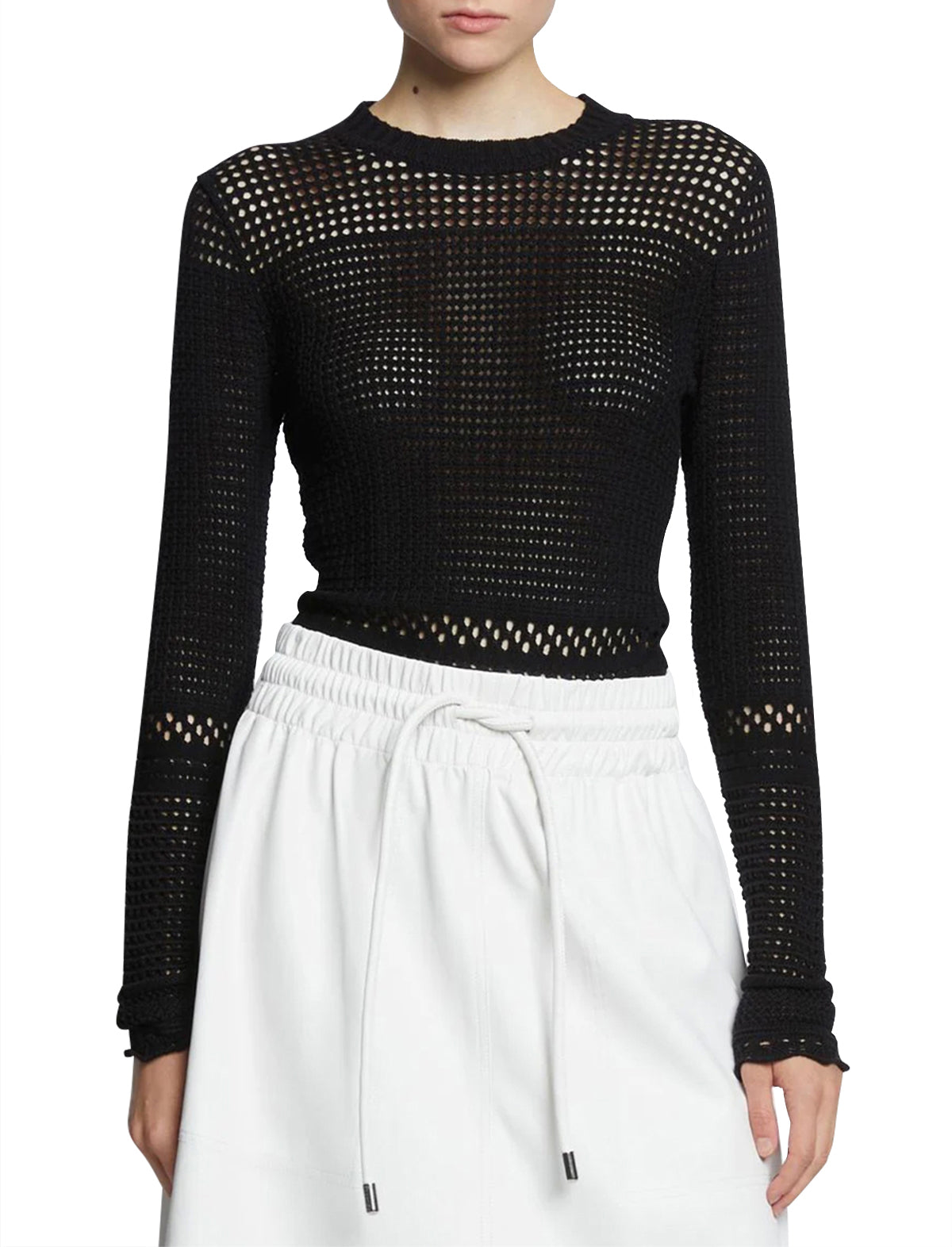 PROENZA SCHOULER WHITE LABEL Silk Cotton Pointelle Top in Black