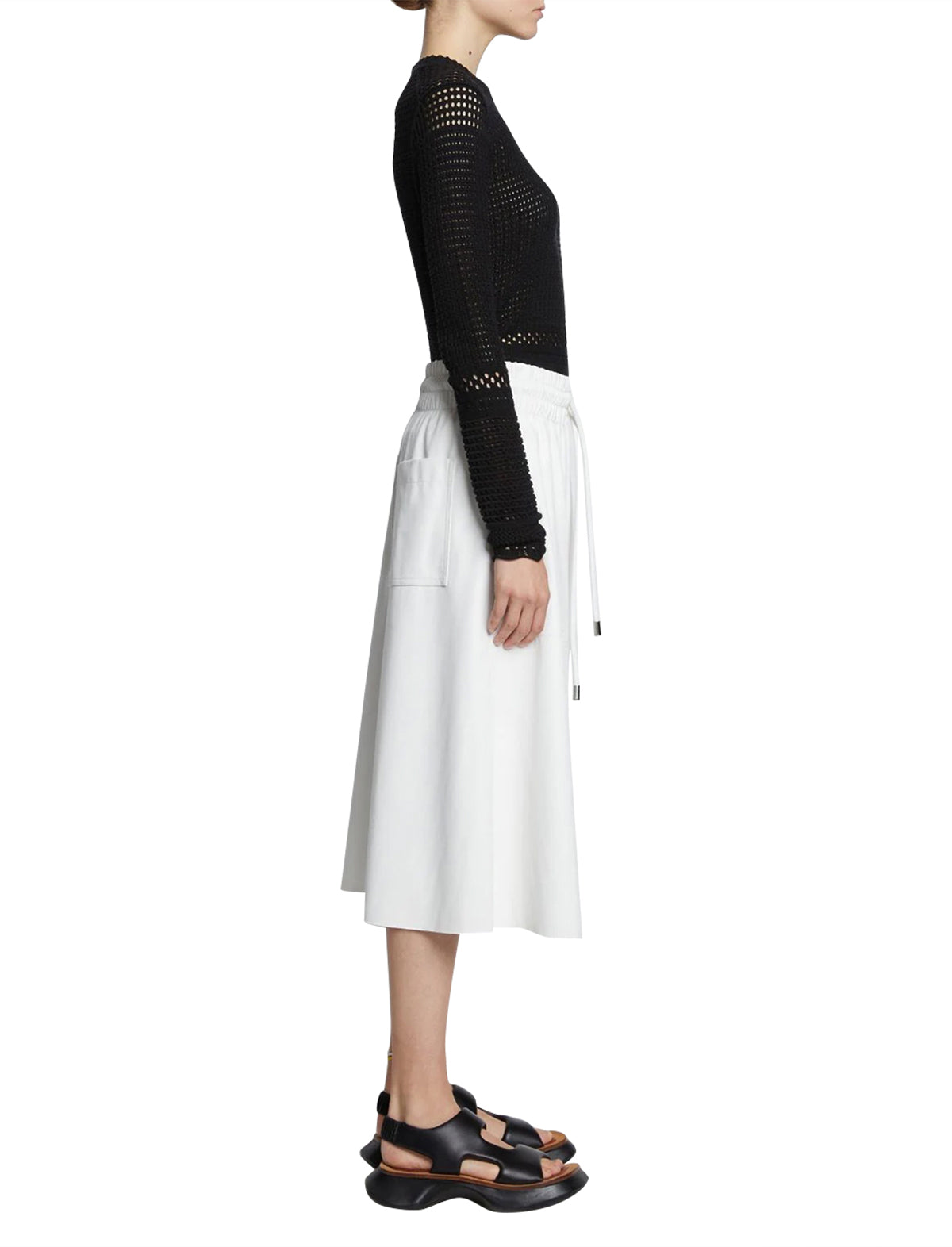 PROENZA SCHOULER WHITE LABEL Silk Cotton Pointelle Top in Black
