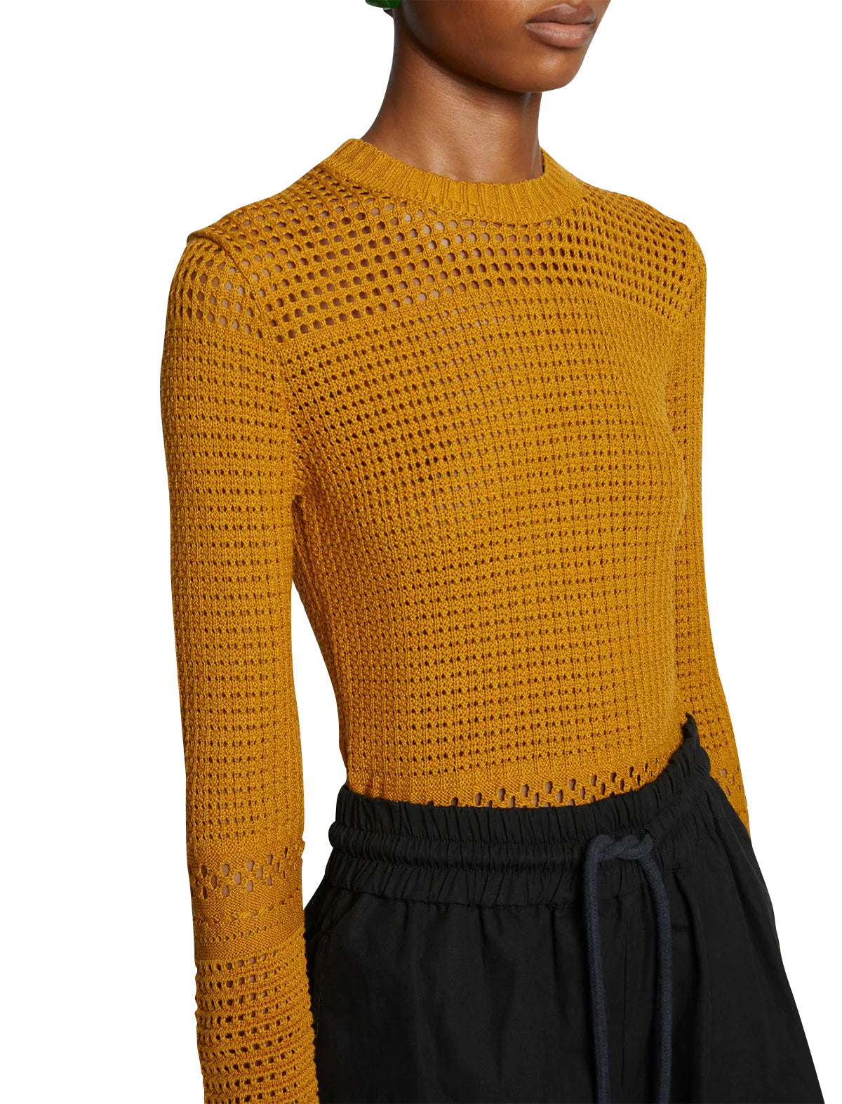 PROENZA SCHOULER WHITE LABEL Silk Cotton Pointelle Top in Goldenrod