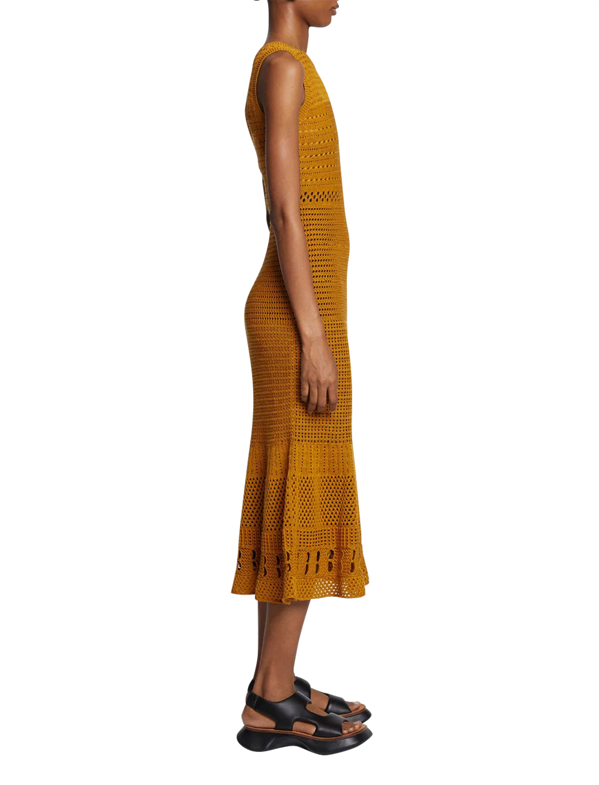 PROENZA SCHOULER WHITE LABEL Silk Cotton Pointelle Sleeveless Dress in Goldenrod