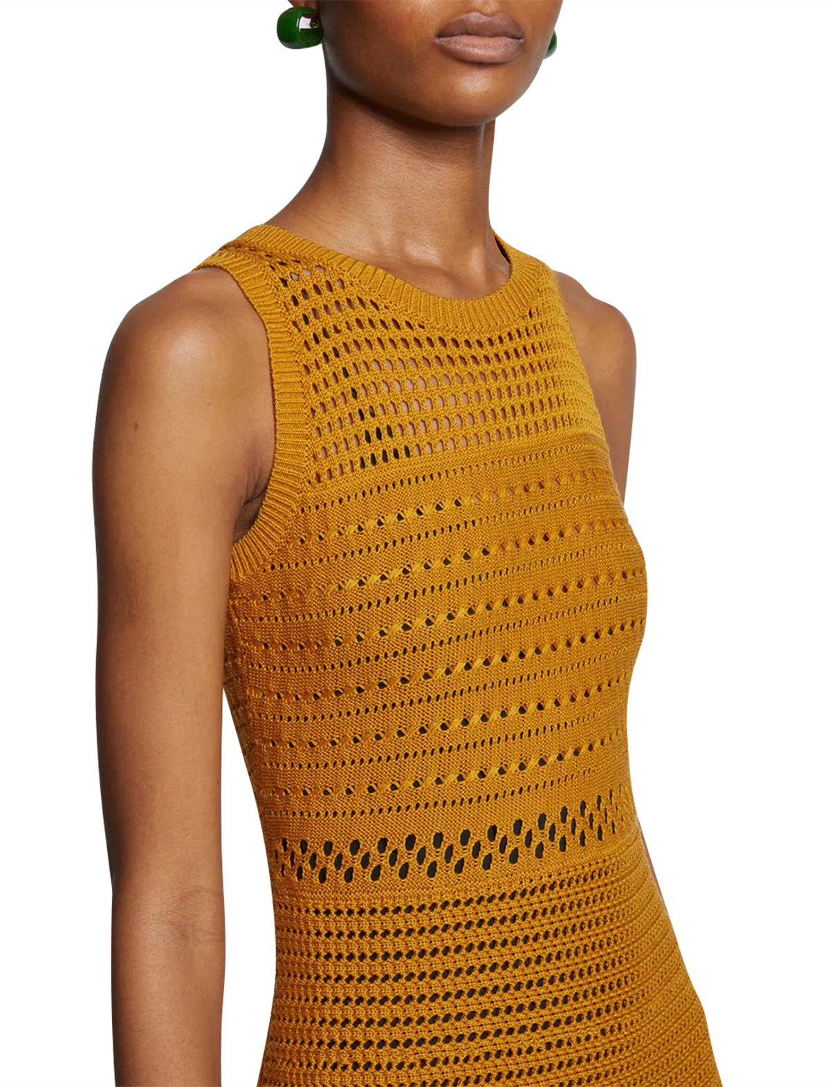 PROENZA SCHOULER WHITE LABEL Silk Cotton Pointelle Sleeveless Dress in Goldenrod