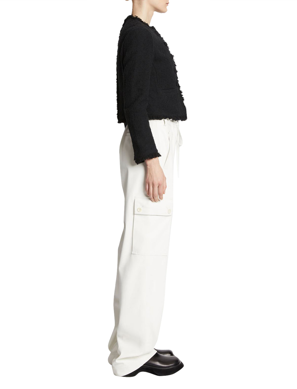 PROENZA SCHOULER WHITE LABEL Cropped Tweed Jacket in Black