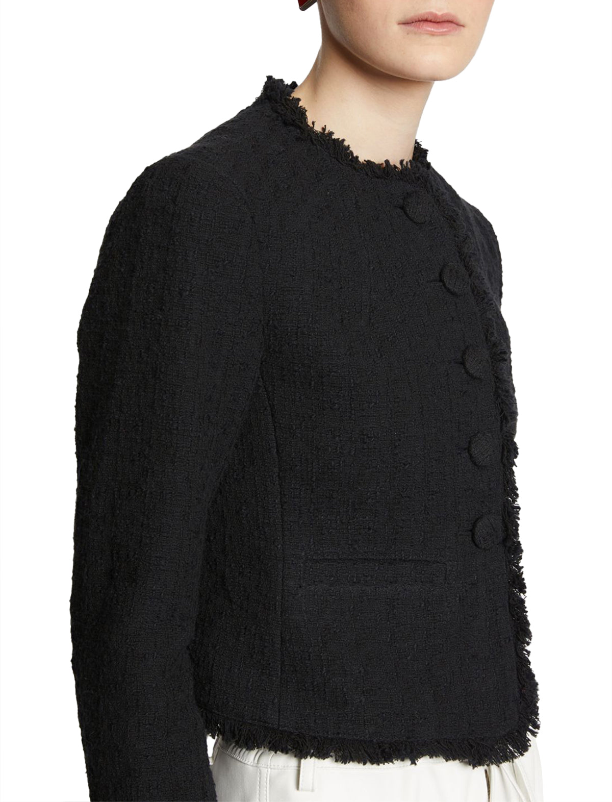 PROENZA SCHOULER WHITE LABEL Cropped Tweed Jacket in Black