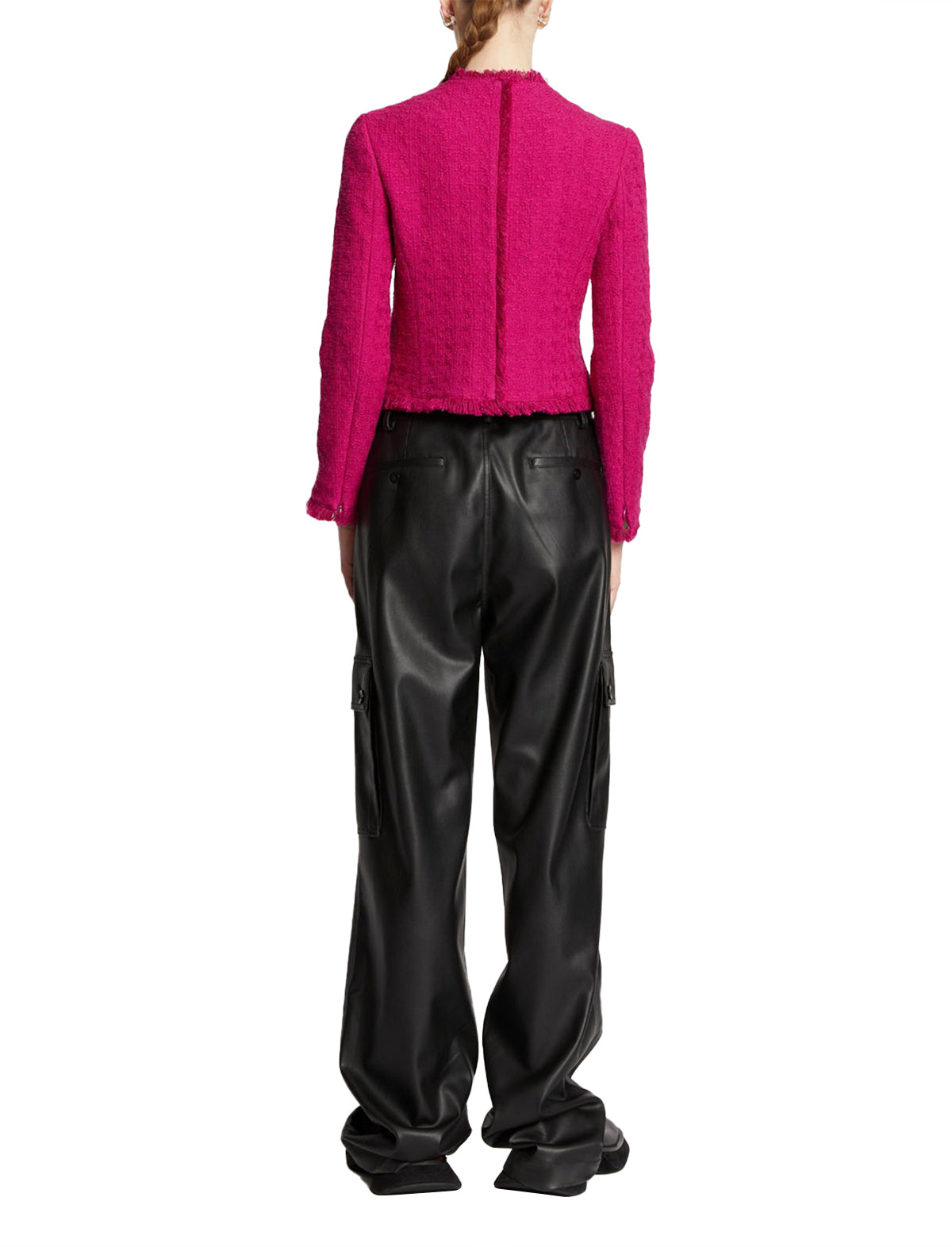 PROENZA SCHOULER WHITE LABEL Cropped Tweed Jacket in Pink