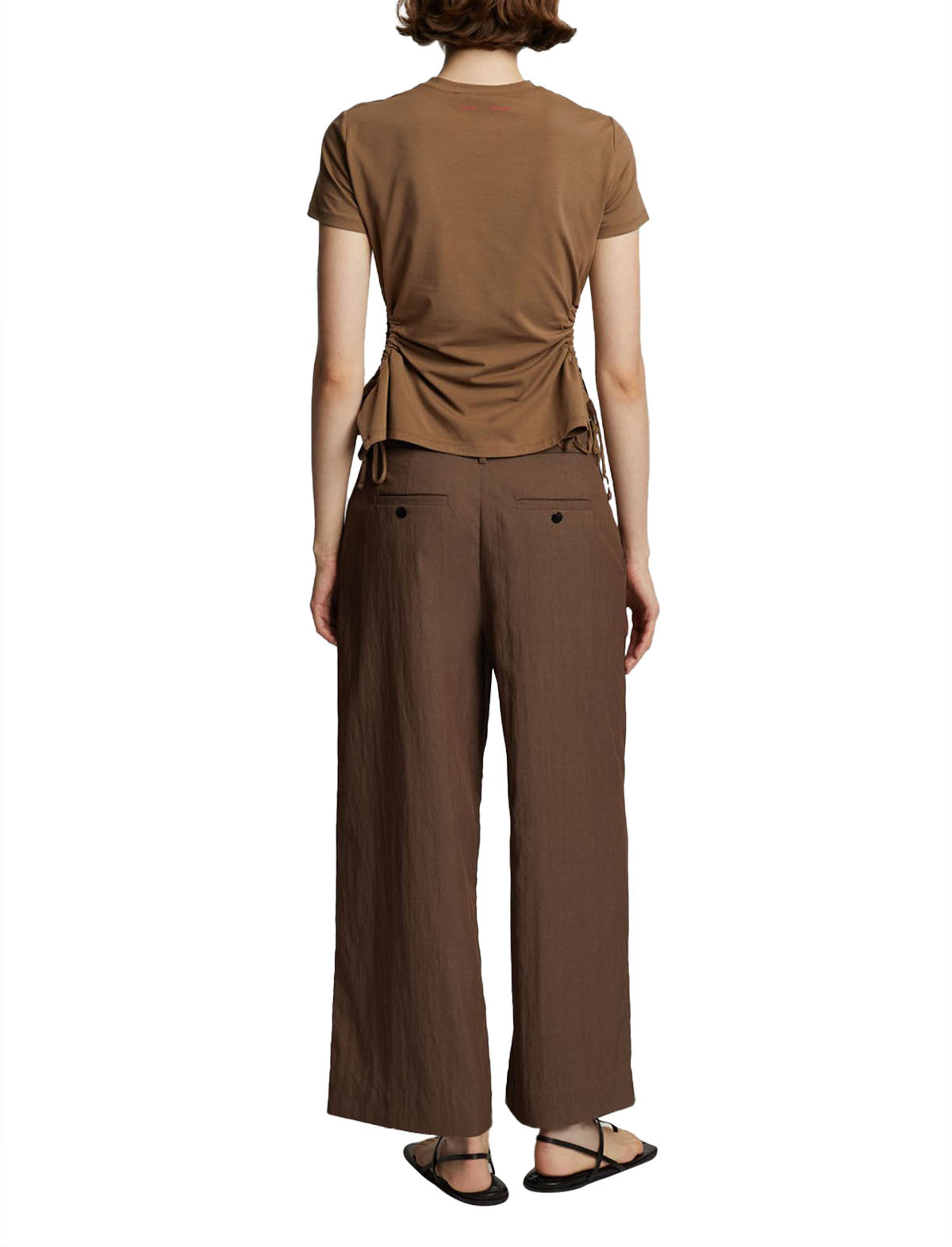 Proenza Schouler White Label Drapey Suiting Wide Leg Pant in Coffee