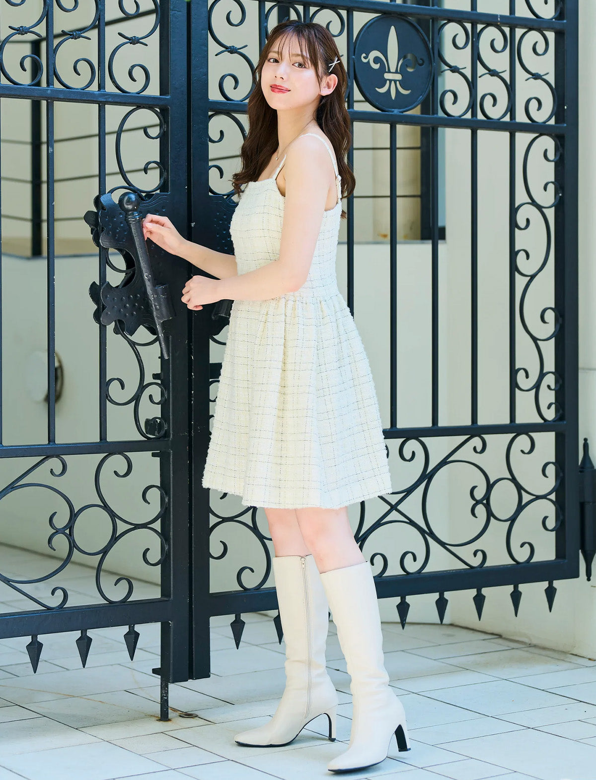RICORD Tweed Dress in White
