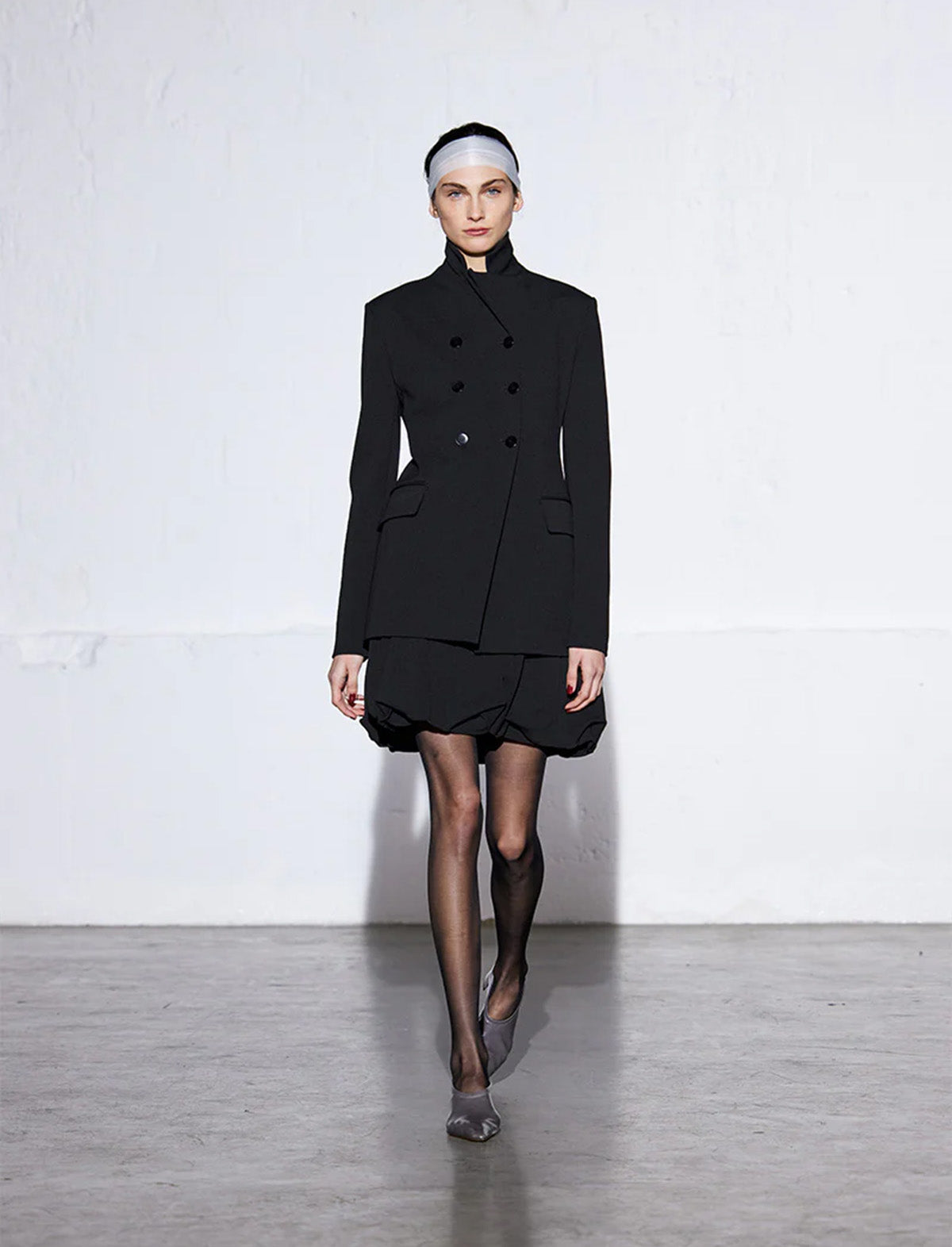 TIBI Wren Crepe Knit Fitted Blazer in Black