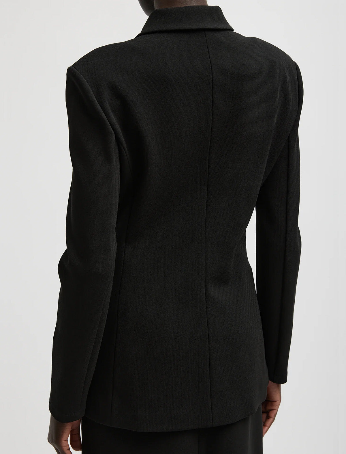 TIBI Wren Crepe Knit Fitted Blazer in Black