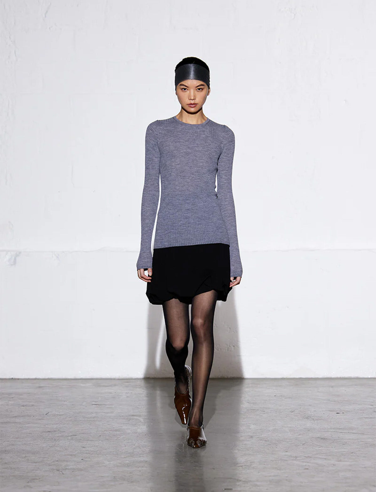 TIBI Wren Crepe Knit Short Tucked Skirt in Black