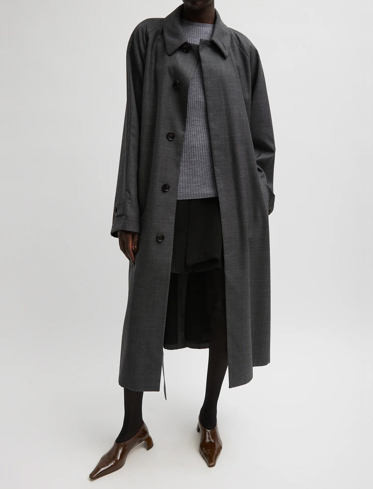 TIBI Wren Crepe Knit Short Tucked Skirt in Black