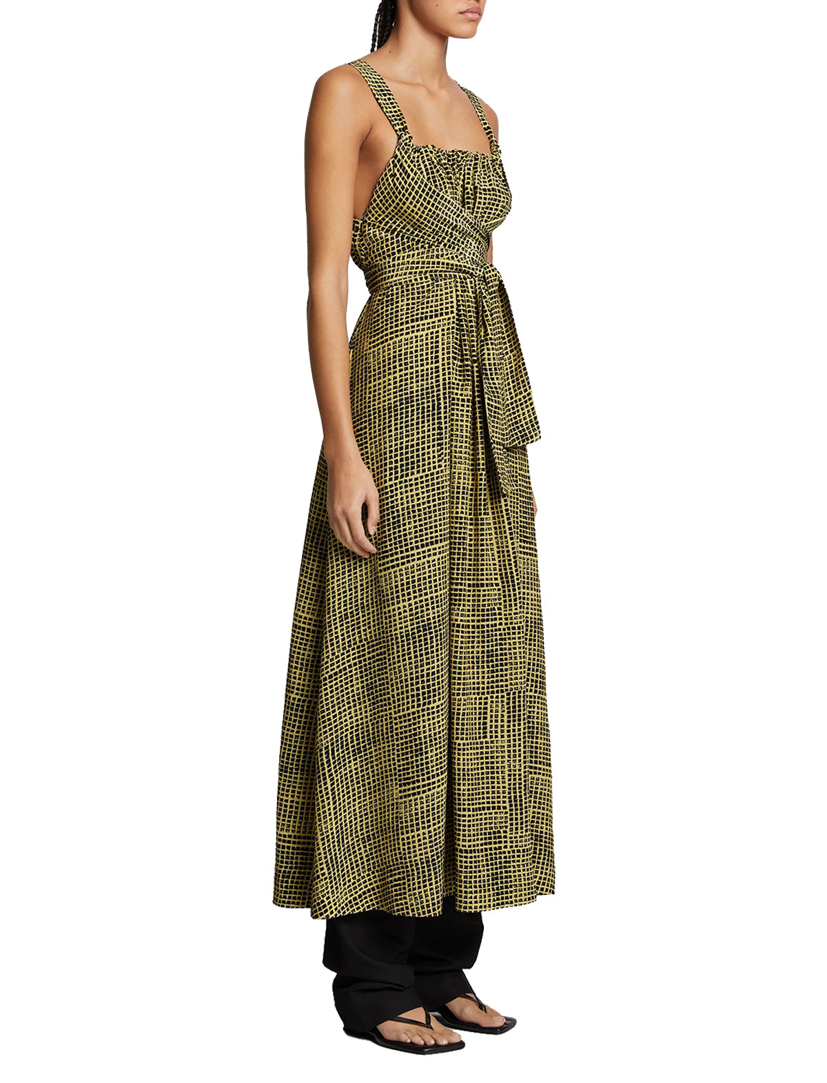 PROENZA SCHOULER WHITE LABEL Flou Crepe Maxi Dress in Matcha Print