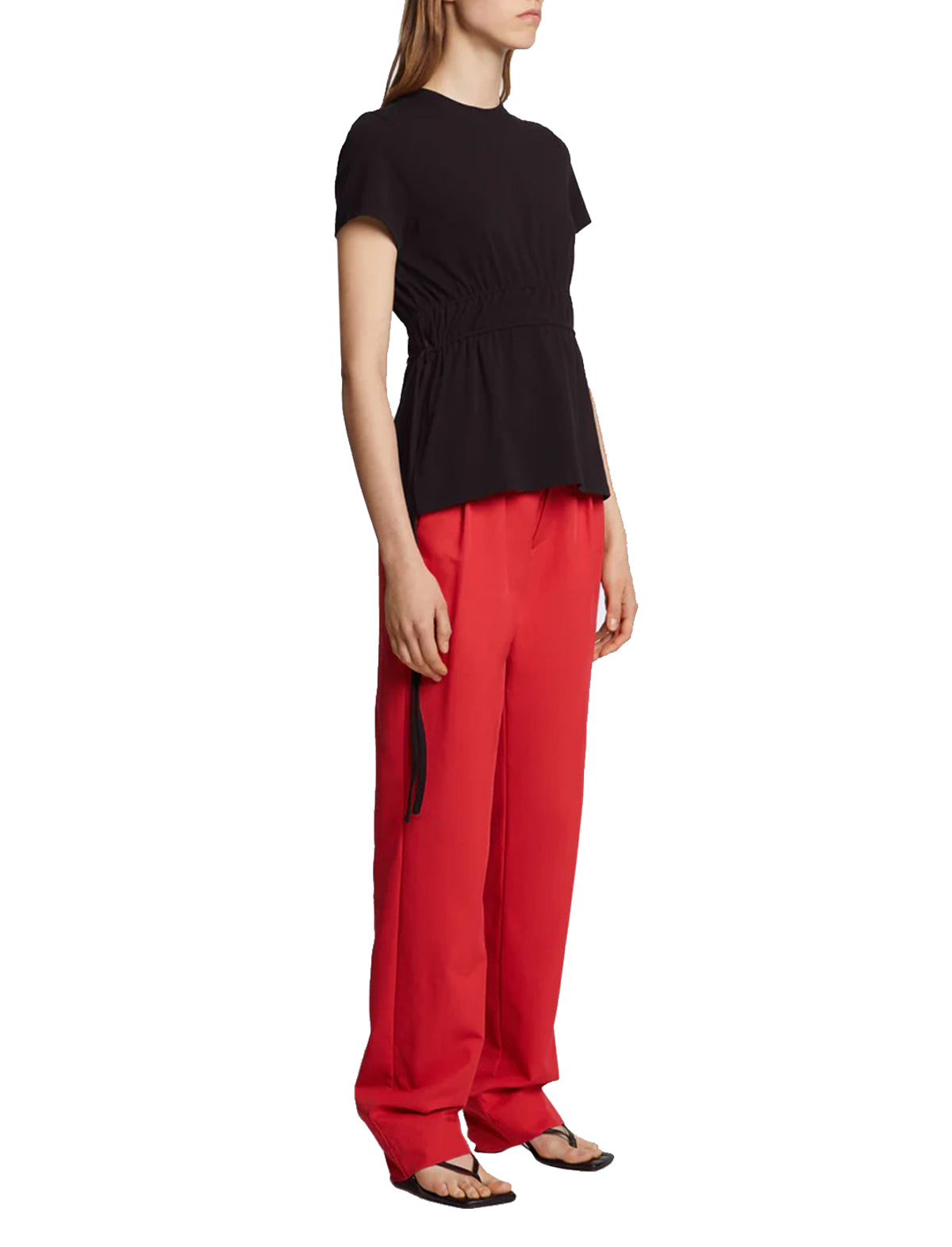 PROENZA SCHOULER WHITE LABEL Ruched Side Tie T-Shirt in Black