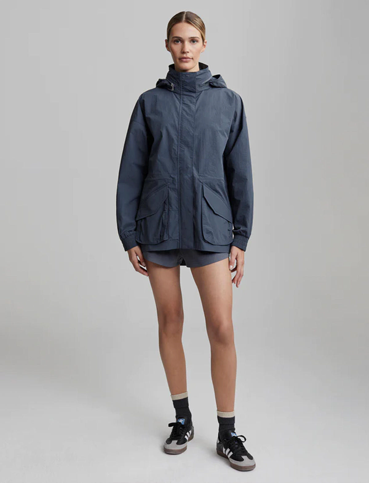 VARLEY Nellie Relaxed Fit Windbreaker In Blue Turbulence