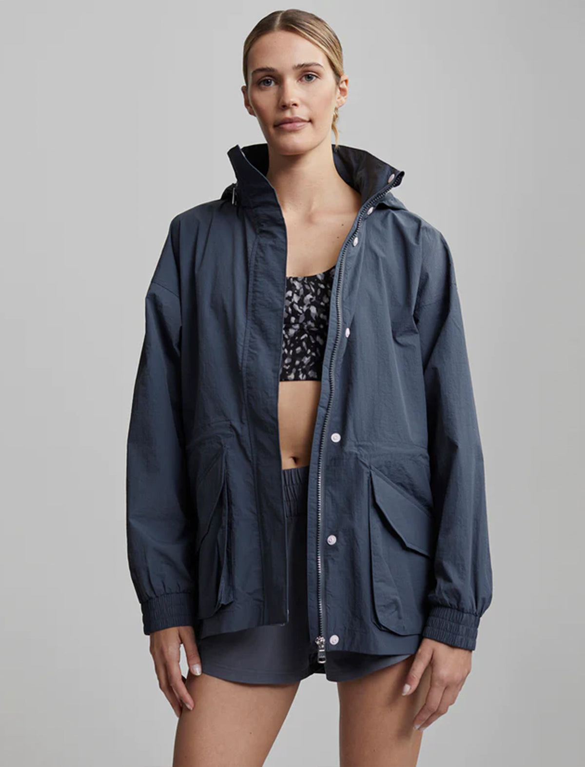 VARLEY Nellie Relaxed Fit Windbreaker In Blue Turbulence