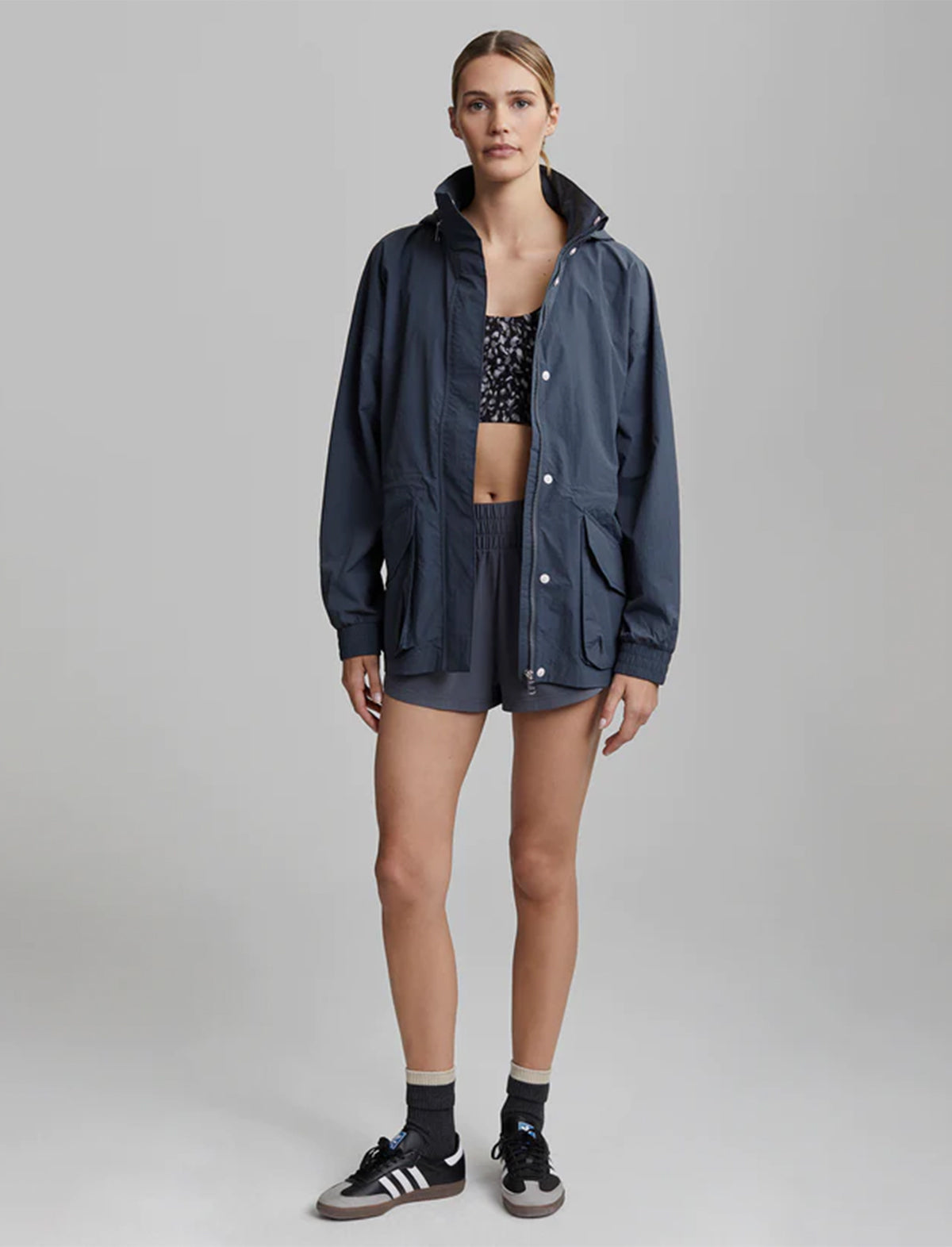 VARLEY Nellie Relaxed Fit Windbreaker In Blue Turbulence
