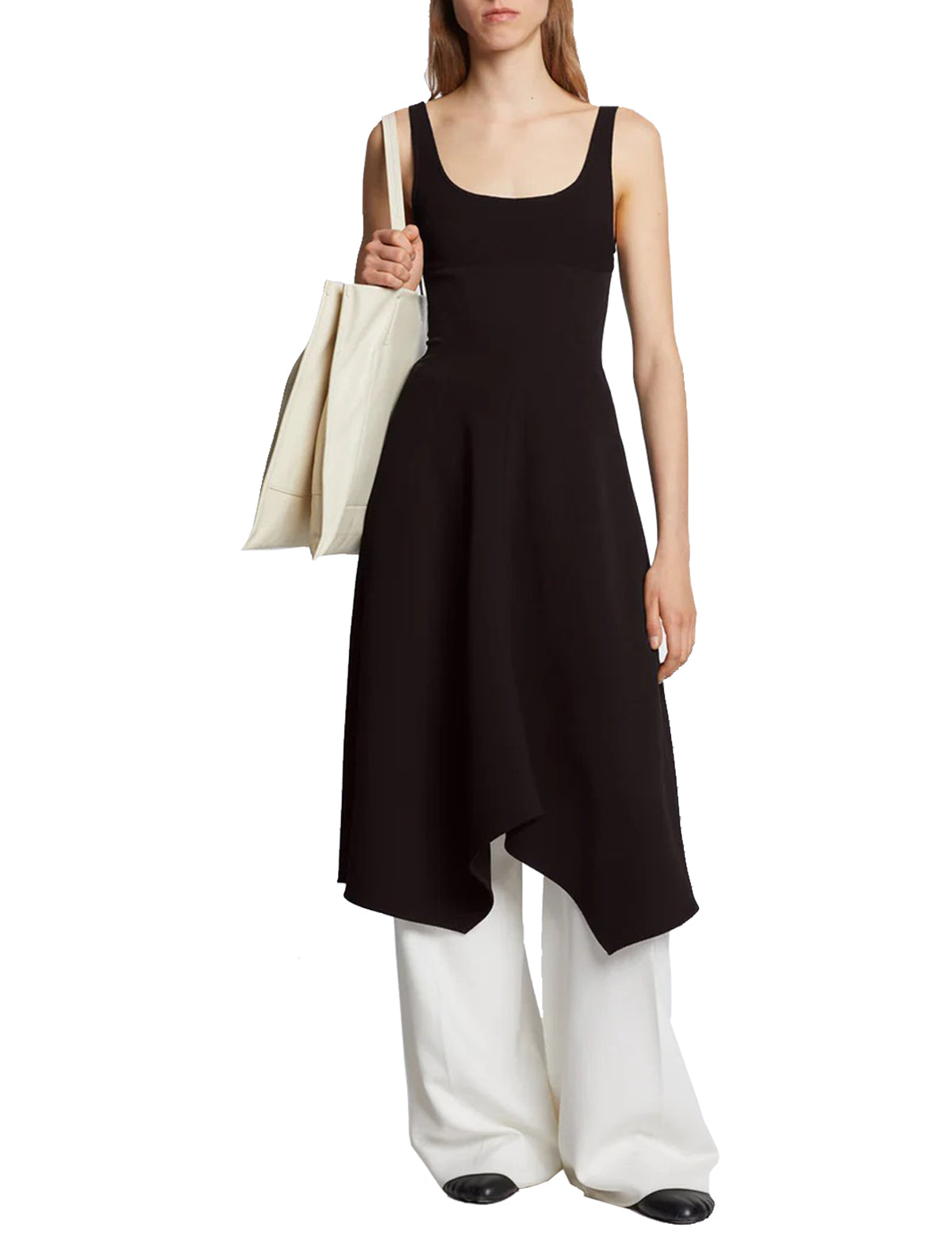 PROENZA SCHOULER WHITE LABEL Barre Aymmetrical Knit Dress in Black