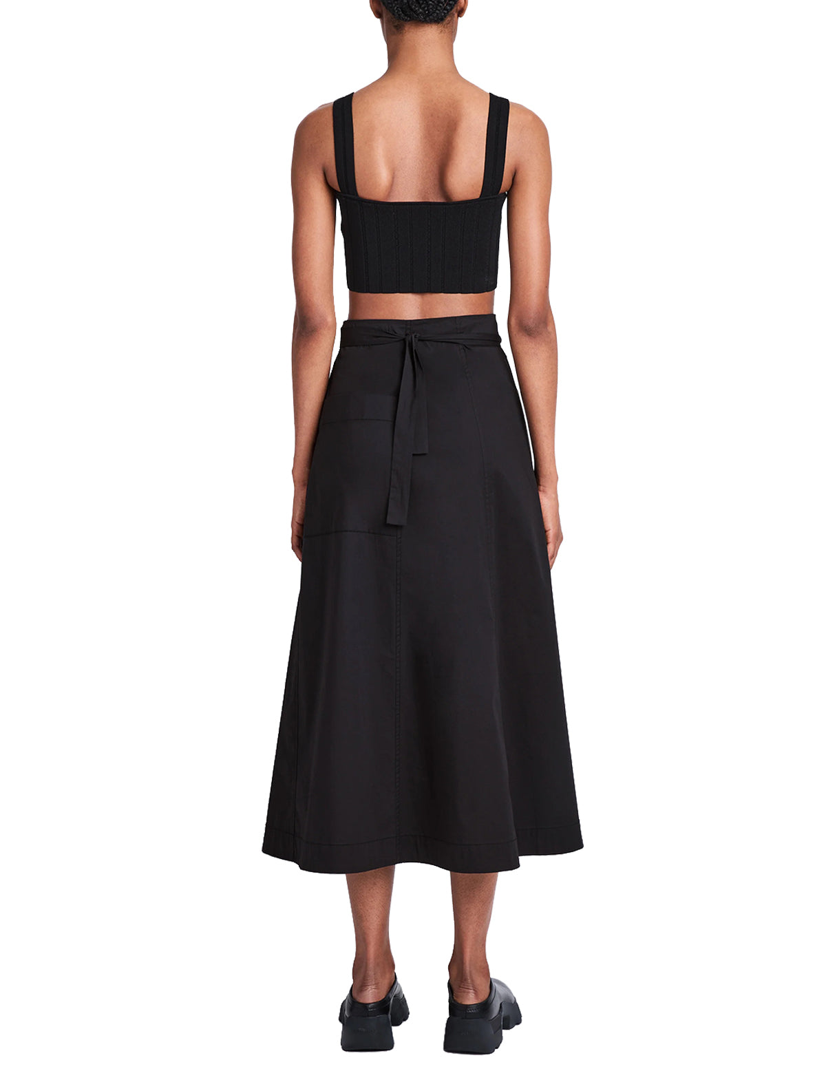 PROENZA SCHOULER WHITE LABEL Soft Poplin Wrap Skirt in Black