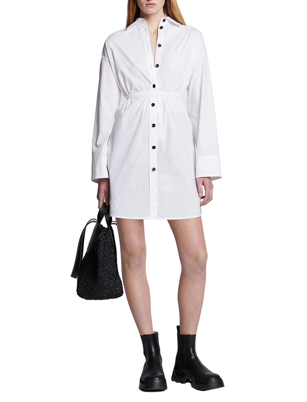 WHITE LABEL Soft Poplin Shirt Dress in Off White WHITE LABEL Soft Poplin Shirt Dress in Off White