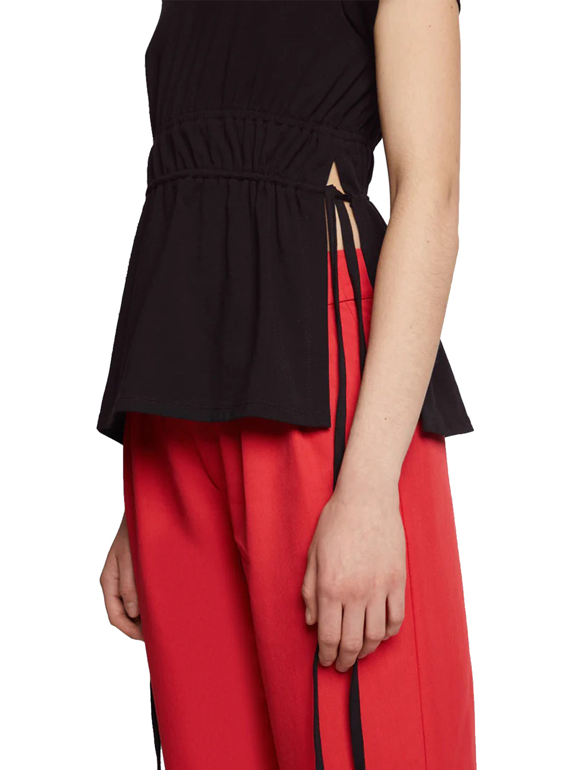 PROENZA SCHOULER WHITE LABEL Ruched Side Tie T-Shirt in Black