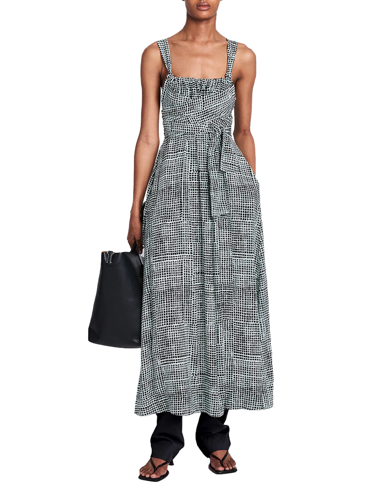 PROENZA SCHOULER WHITE LABEL Flou Crepe Maxi Dress in Paper Mint Print