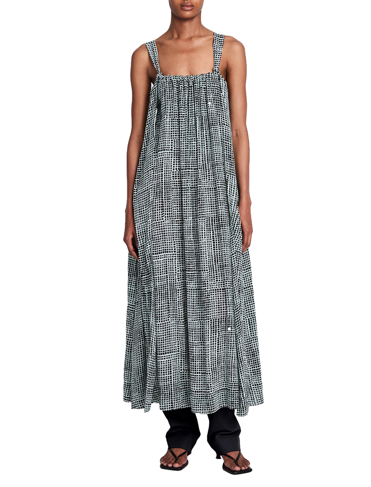 PROENZA SCHOULER WHITE LABEL Flou Crepe Maxi Dress in Paper Mint Print