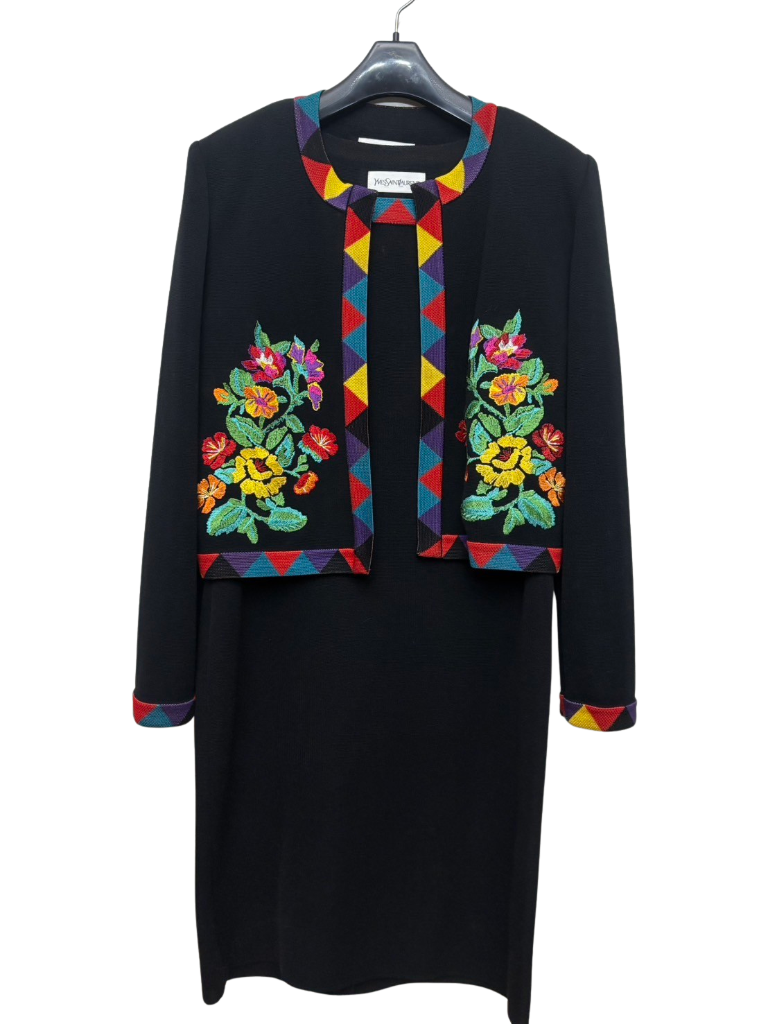 YVES SAINT LAURENT Dress with Flower Embroidered Jacket