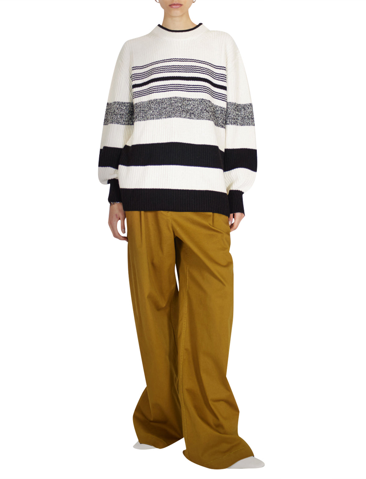 PROENZA SCHOULER WHITE LABEL Lofty Stripe Oversized Sweater in Cream