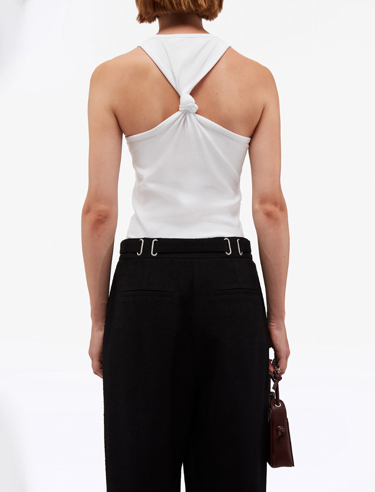 REMAIN Knotted Back Rib Top in Bright White