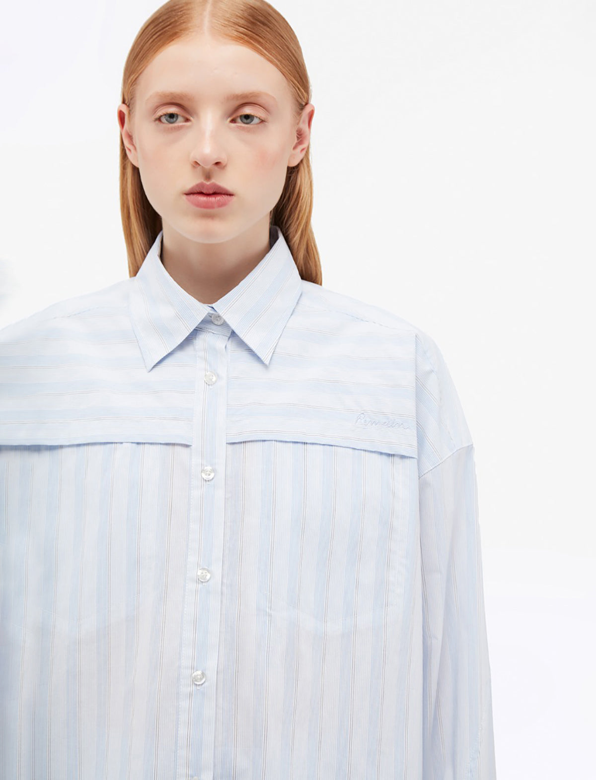 REMAIN Poplin Oversized Shirt in Grapemist Comb