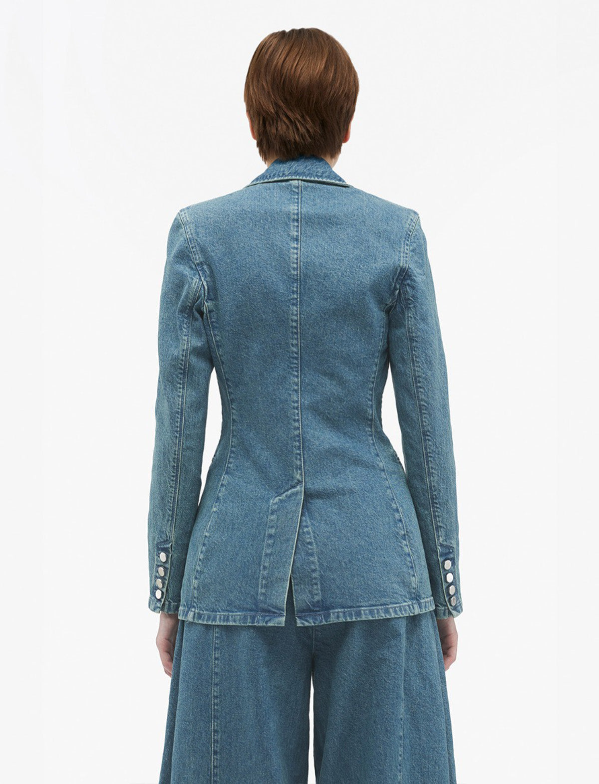 REMAIN Fitted Denim Blazer in Bering Sea