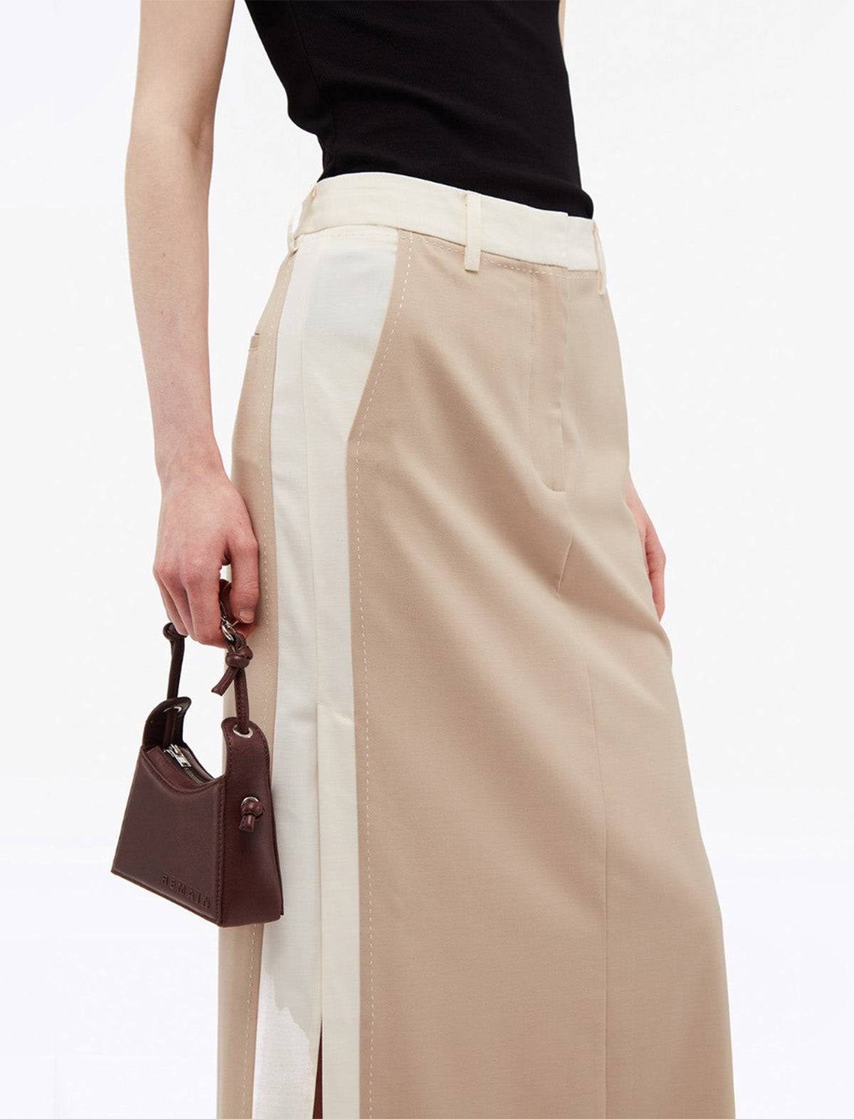 REMAIN Two Color Maxi Skirt in Safari Comb