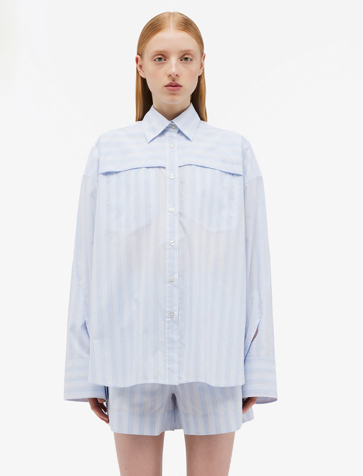 REMAIN Poplin Oversized Shirt in Grapemist Comb