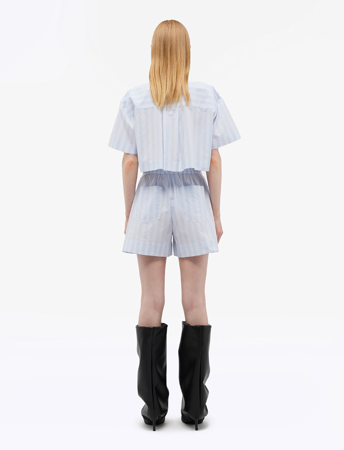 REMAIN Striped Wide Shorts in Grapemist Comb