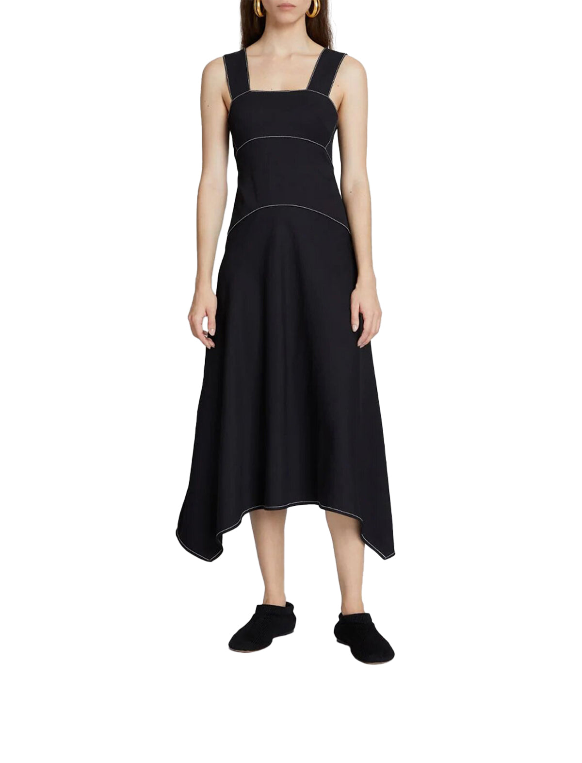 PROENZA SCHOULER WHITE LABEL Rumpled Piqu Dress in Black