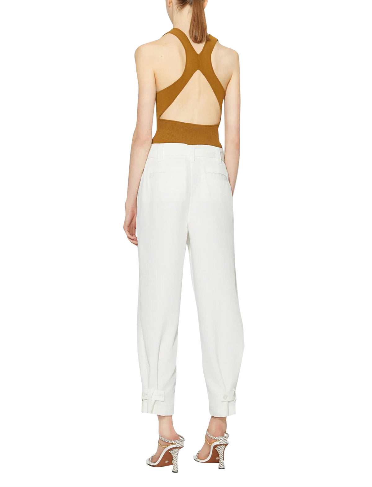 PROENZA SCHOULER WHITE LABEL Rumpled Piqué Belted Pants in Black