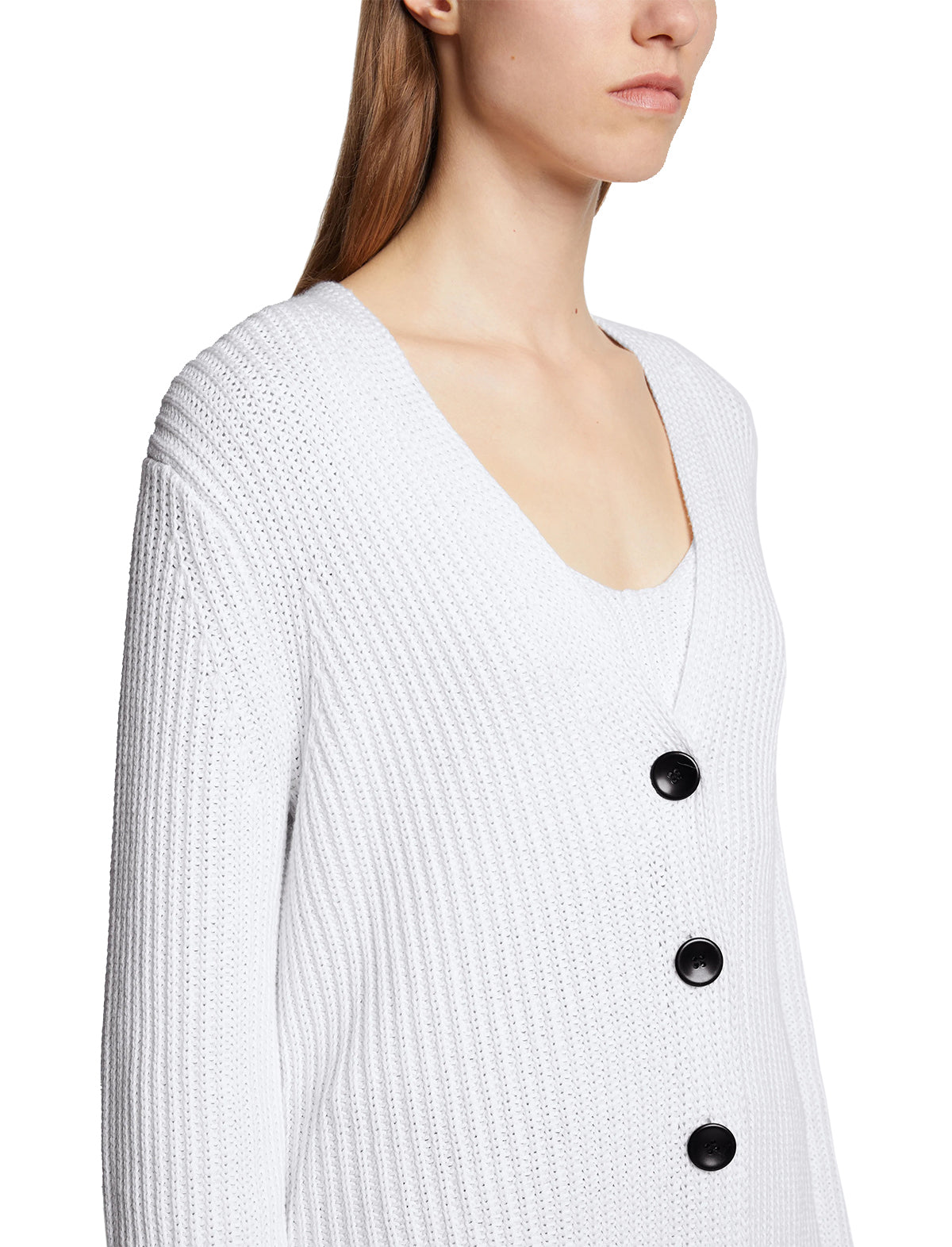 PROENZA SCHOULER WHITE LABEL Ribbed Cotton Cashmere Cardigan In Off White