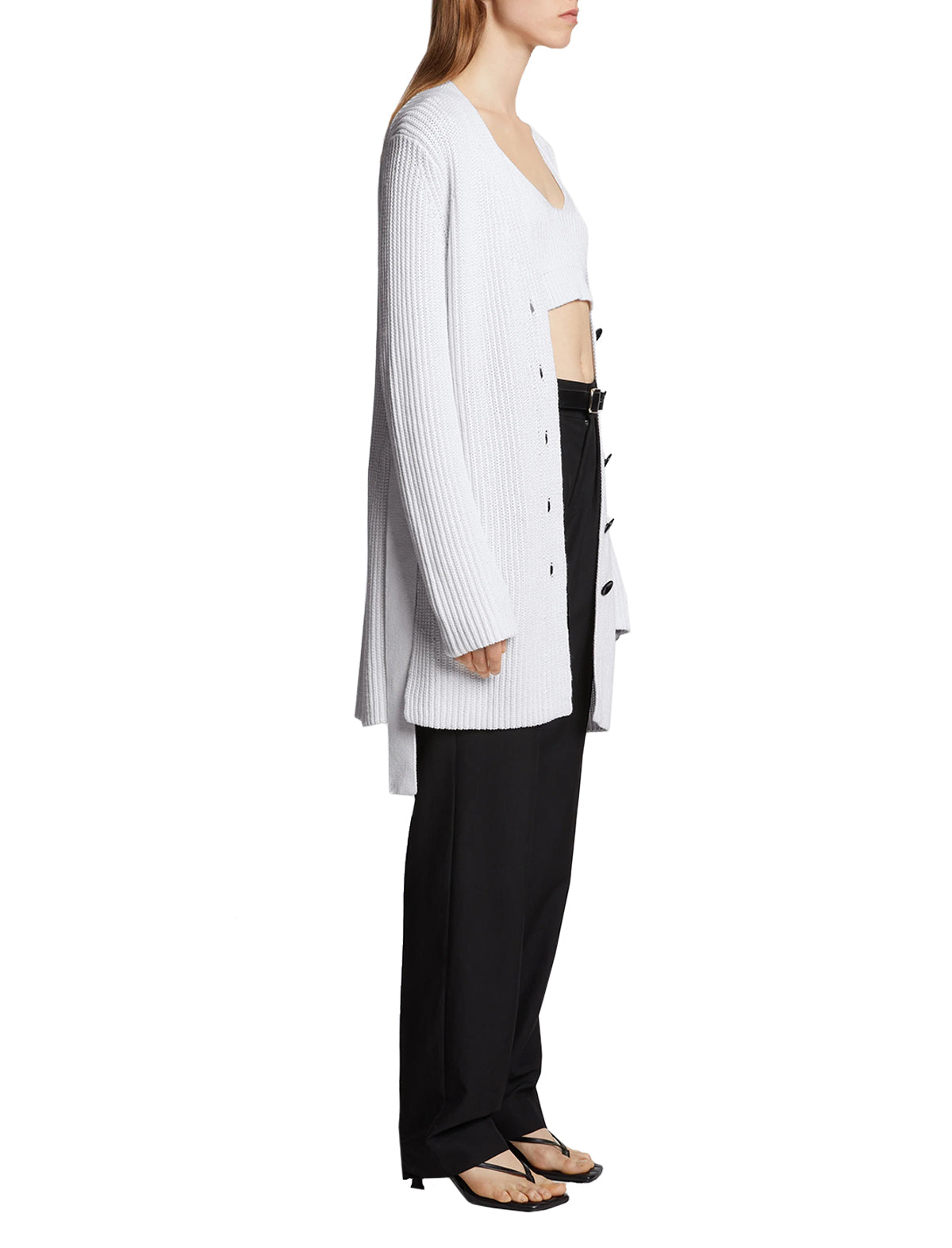 PROENZA SCHOULER WHITE LABEL Ribbed Cotton Cashmere Cardigan In Off White