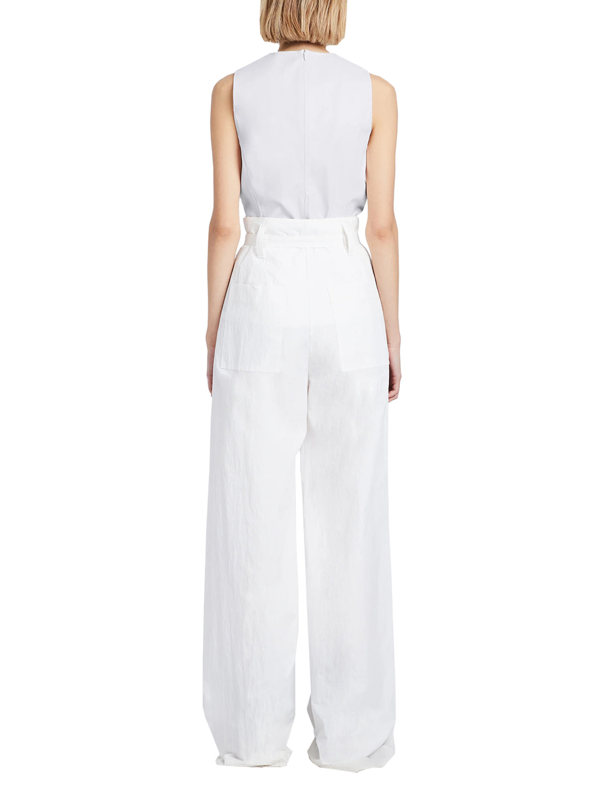 PROENZA SCHOULER WHITE LABEL Faux Leather Drawstring Top in Off White