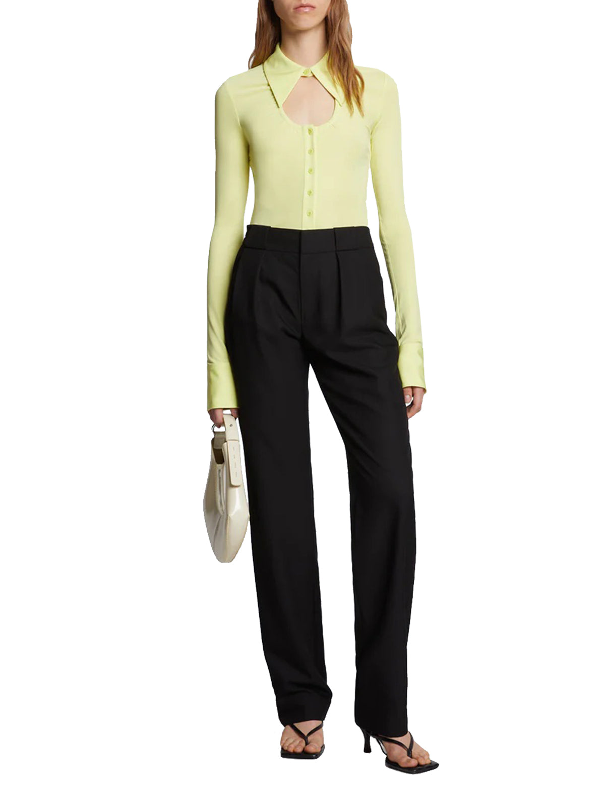 PROENZA SCHOULER WHITE LABEL Drapey Suiting Trouser in Black