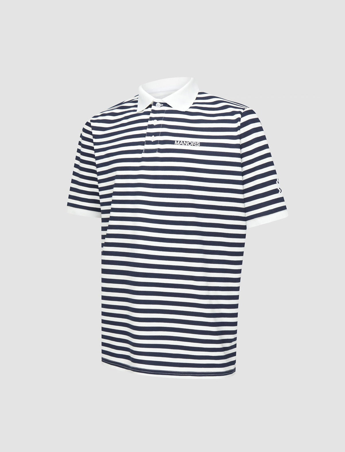 MANORS GOLF Striped Pique Polo in Cream / Navy